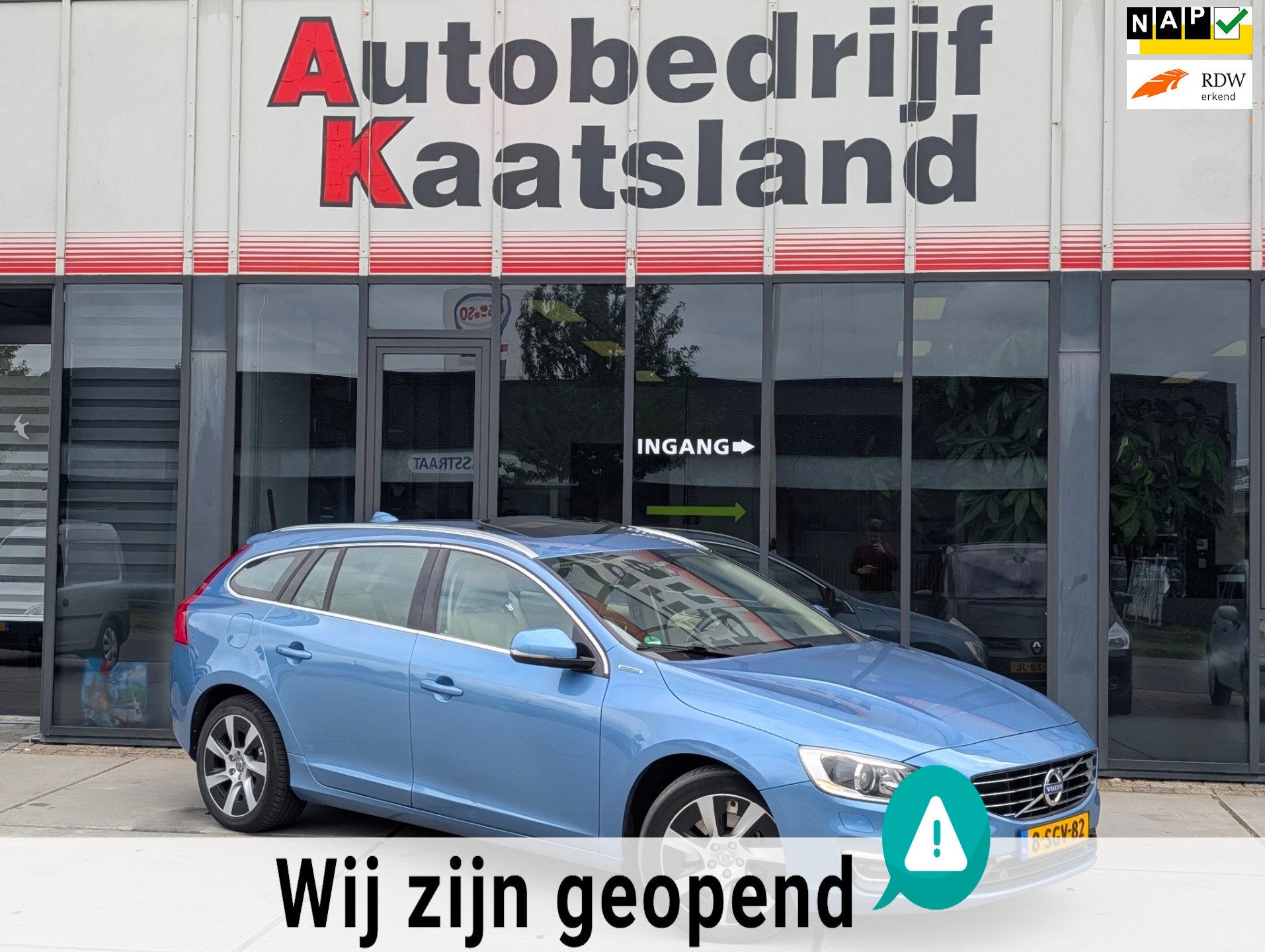 Volvo V60 2.4 D6 AWD Plug-In Hybrid Summum, Auto's, Automaat, Beige, Blauw, Startonderbreker