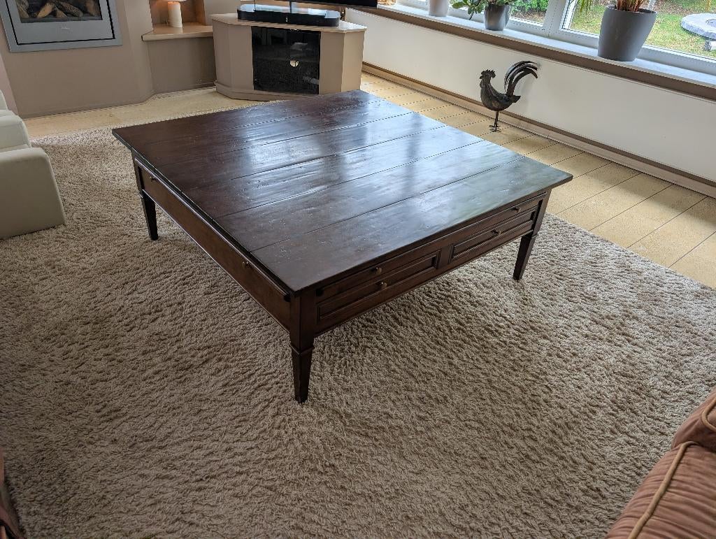Prachtige koloniale salontafel (120x120x47cm), Ophalen, Koloniaal, Zo goed als nieuw, Minder dan 50 cm