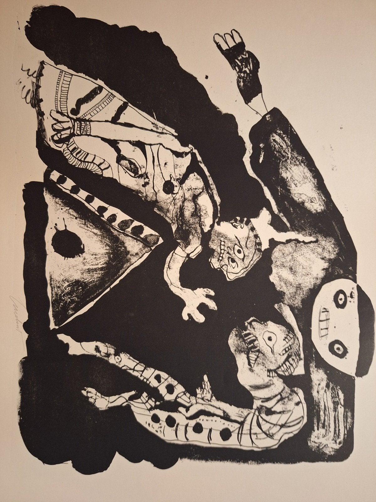 Lucebert - Cobra-kunst Zeefdruk, Ophalen of Verzenden, Zeefdruk, Origineel, 1950 - 1999