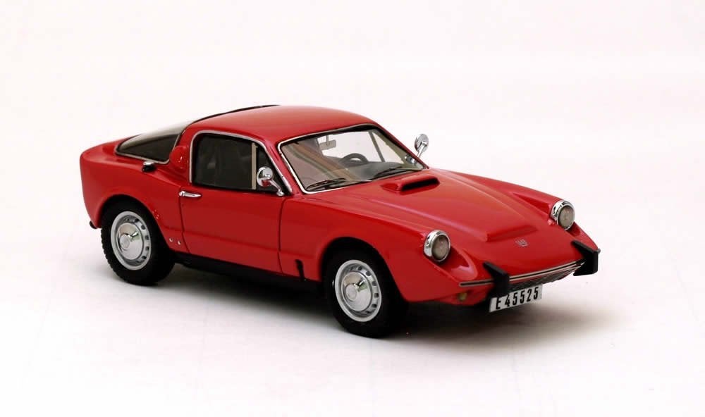 Neo . Saab . Sonett ii 2 van 1966 in rood 1:43 resin., Hobby en Vrije tijd, Ophalen of Verzenden, Nieuw, Auto, Overige merken