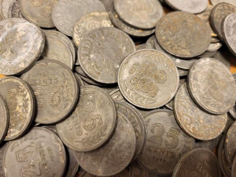 Lot 25 stuks 25 cent zink, Ophalen of Verzenden, Koningin Wilhelmina, 25 cent, Setje