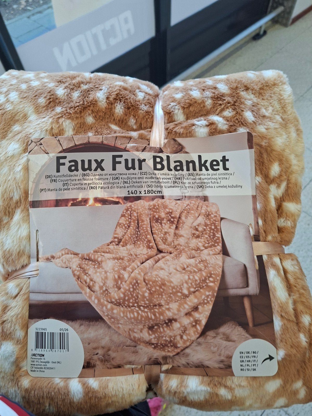 Faux Fur Deken - Imitatiebont - 140x180cm, Overige merken, Bruin, Met print, Nieuw