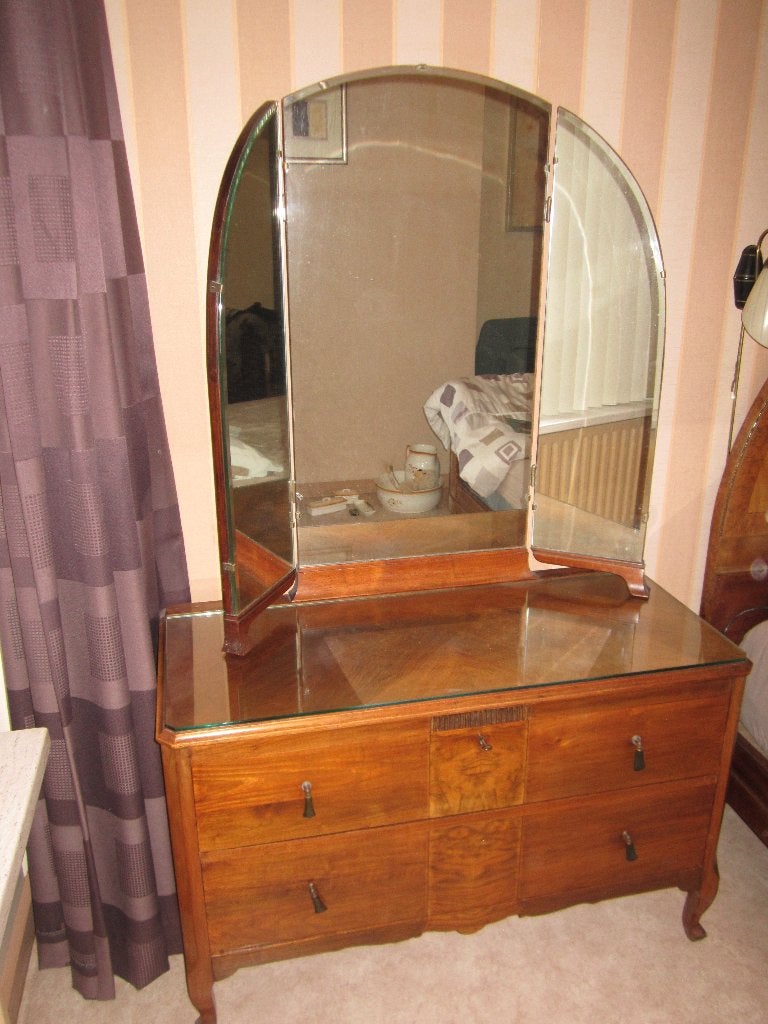 kaptafel, Ophalen, Gebruikt, 100 tot 150 cm, Art deco,  walnoten