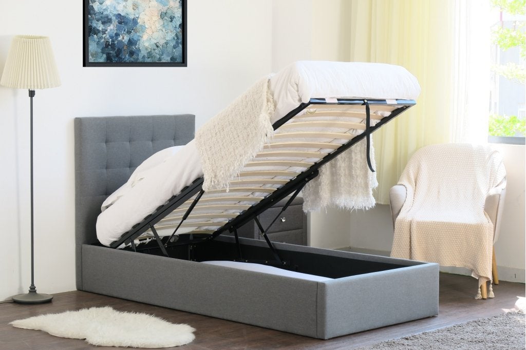 Luxor opbergbed 1-persoons - Grijs, Huis en Inrichting, Niet ingevuld, Niet ingevuld, Nieuw, Ophalen of Verzenden