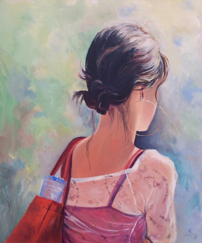 Schilderij ‘She’ (Karen Arnold, 2007, olieverf), Ophalen, Overige stijlen, Doek, Portret of Personen