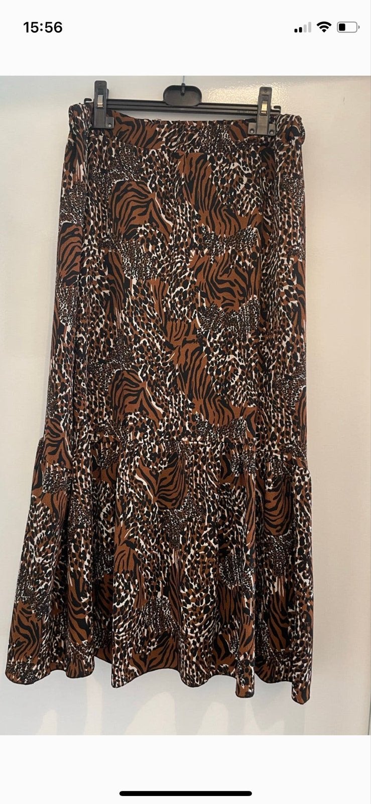 Maxi rok met dierenprint - bruin/zwart maat m, Kleding | Dames, Rokken, Bruin, Zo goed als nieuw, Onder de knie, Ophalen