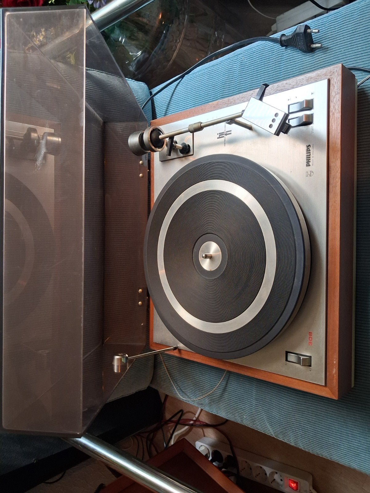 Vintage Philips 308 platenspeler zgan, Ophalen of Verzenden, Zo goed als nieuw, Philips