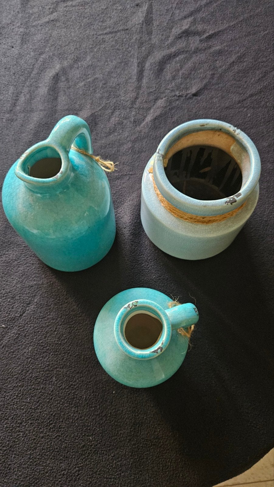 aardewerk turquoise vaasjes, Antiek en Kunst, Ophalen of Verzenden