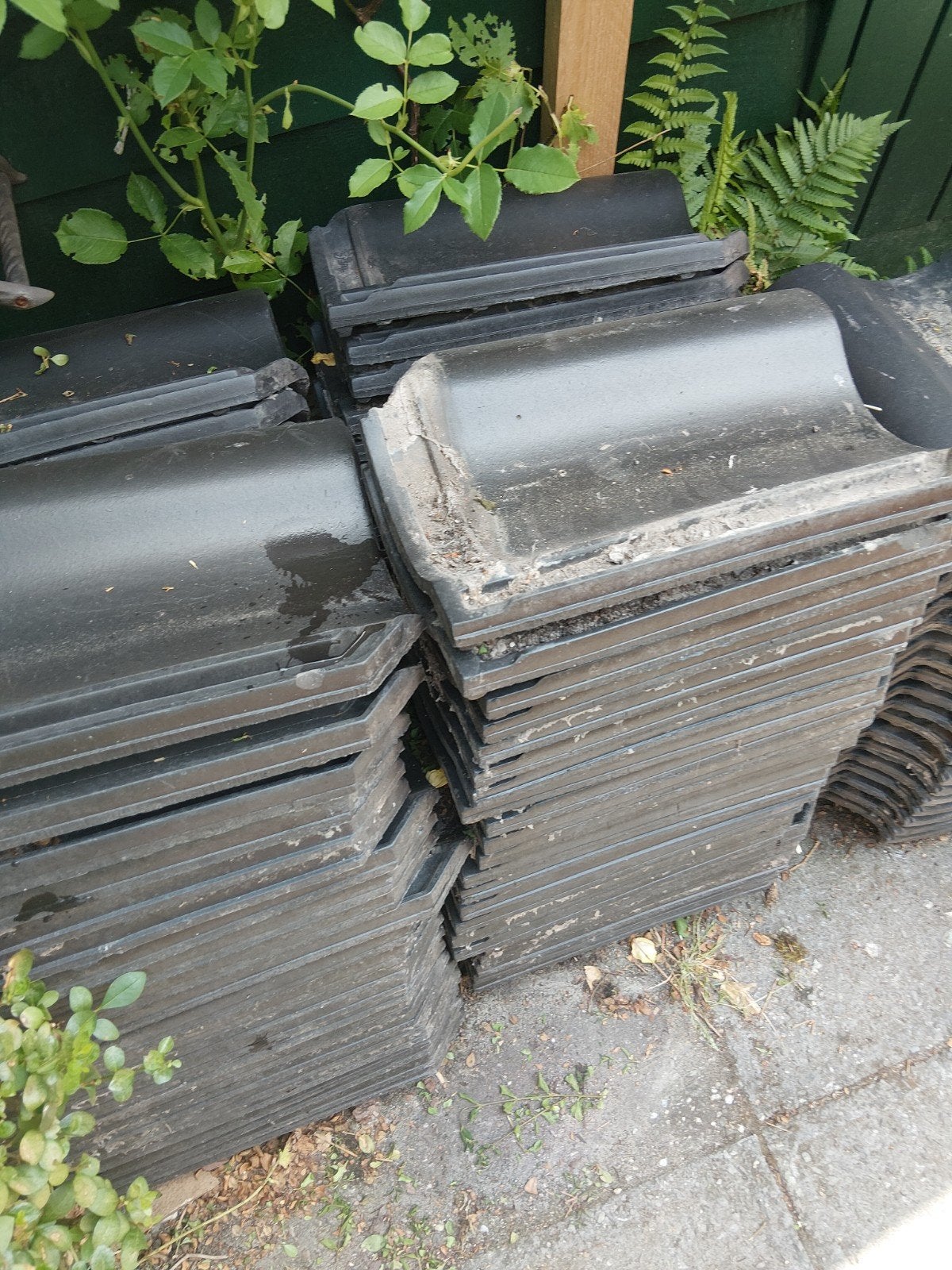 180+ zwarte Koramic dakpannen, gebruikt, Ophalen of Verzenden