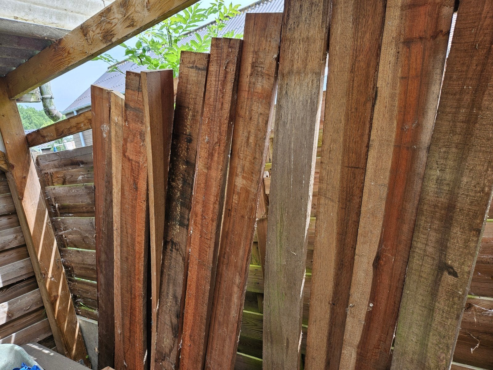 22 Hardhouten planken voor schutting, damwand of plantenbak, Ophalen, 25 tot 50 mm, Nieuw, 200 tot 250 cm