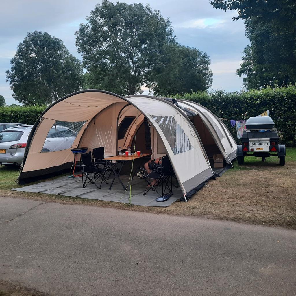 Campbase Ambato VI Deluxe tent met aanhanger en topkoffer, Ophalen, Gebruikt, Tot en met 6