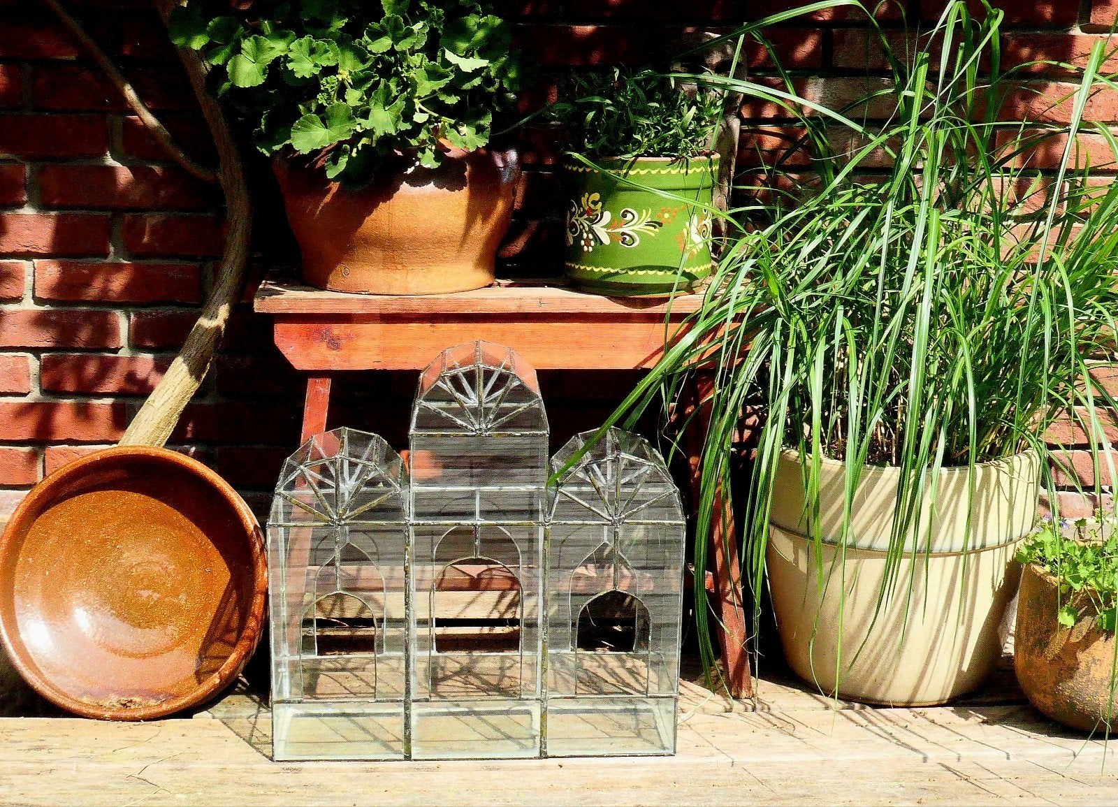 Handgemaakt glas-in-lood planten vitrine, Ophalen