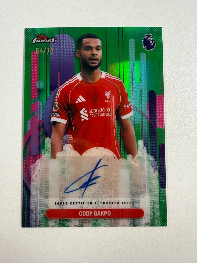Cody Gakpo /75 Green Auto Topps Finest Premier League 2026, Ophalen of Verzenden, Nieuw, Buitenlandse clubs, Poster, Plaatje of Sticker