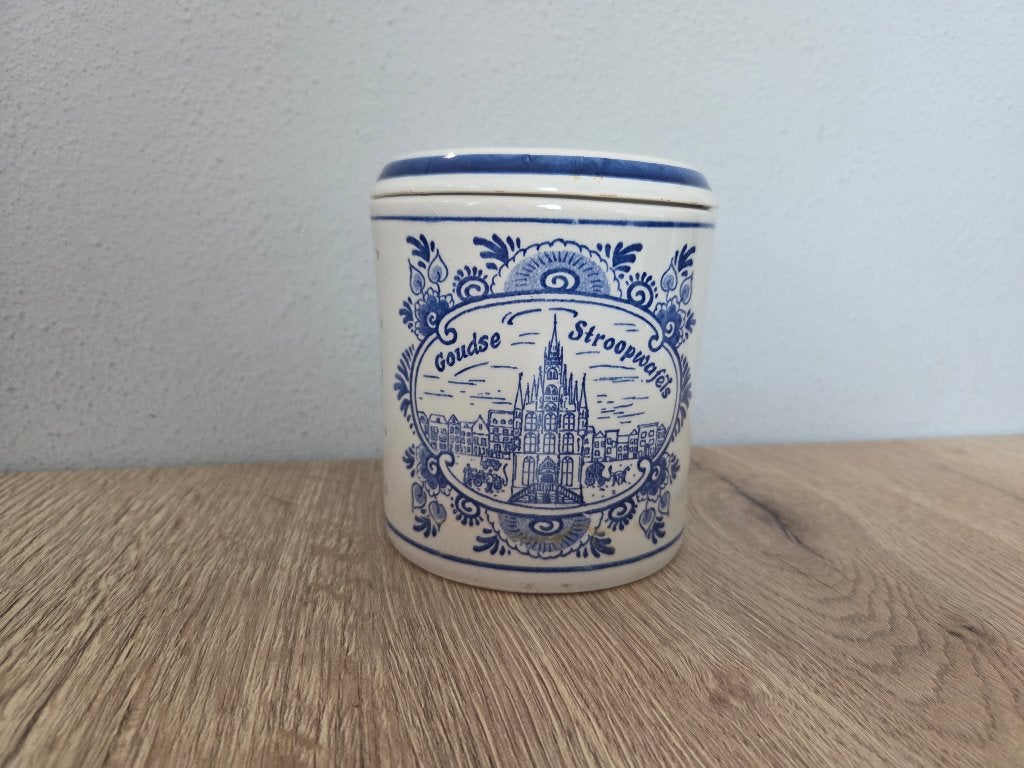Delfts blauw Stroopwafel potje porselein, Antiek en Kunst, Antiek | Porselein, Ophalen of Verzenden