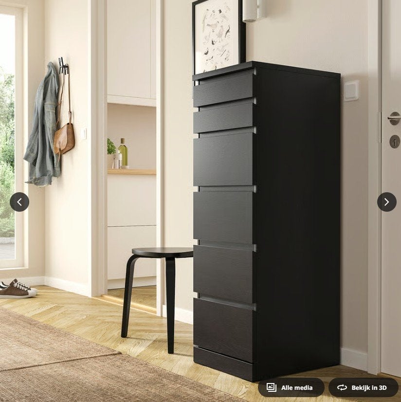 MALM Ladekast 6 lades, zwart, 40x123 cm <NIEUW in doos>, Huis en Inrichting, Kasten | Ladekasten, Ophalen, Minder dan 50 cm, 5 laden of meer