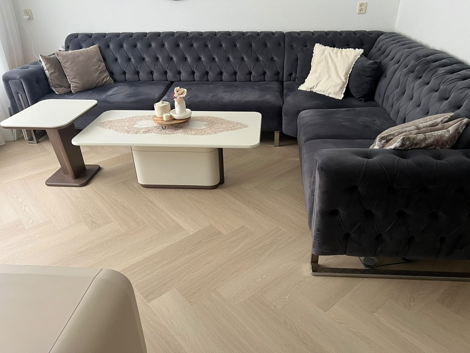 Luxe U-hoekbank /grote hoekbank – donkergrijs – 245 x 340 cm, Ophalen, Zo goed als nieuw