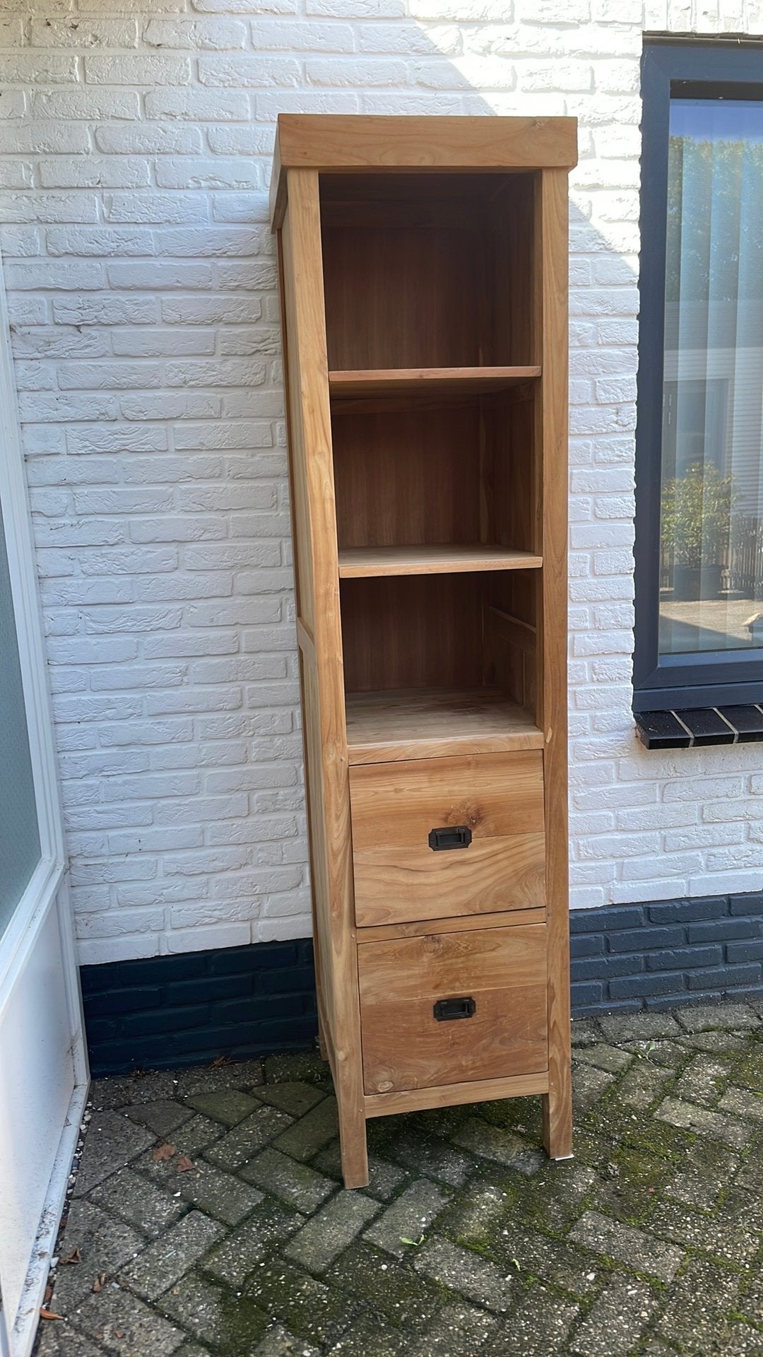 teakhouten kast 49, Ophalen, Minder dan 50 cm, Gebruikt, 200 cm of meer