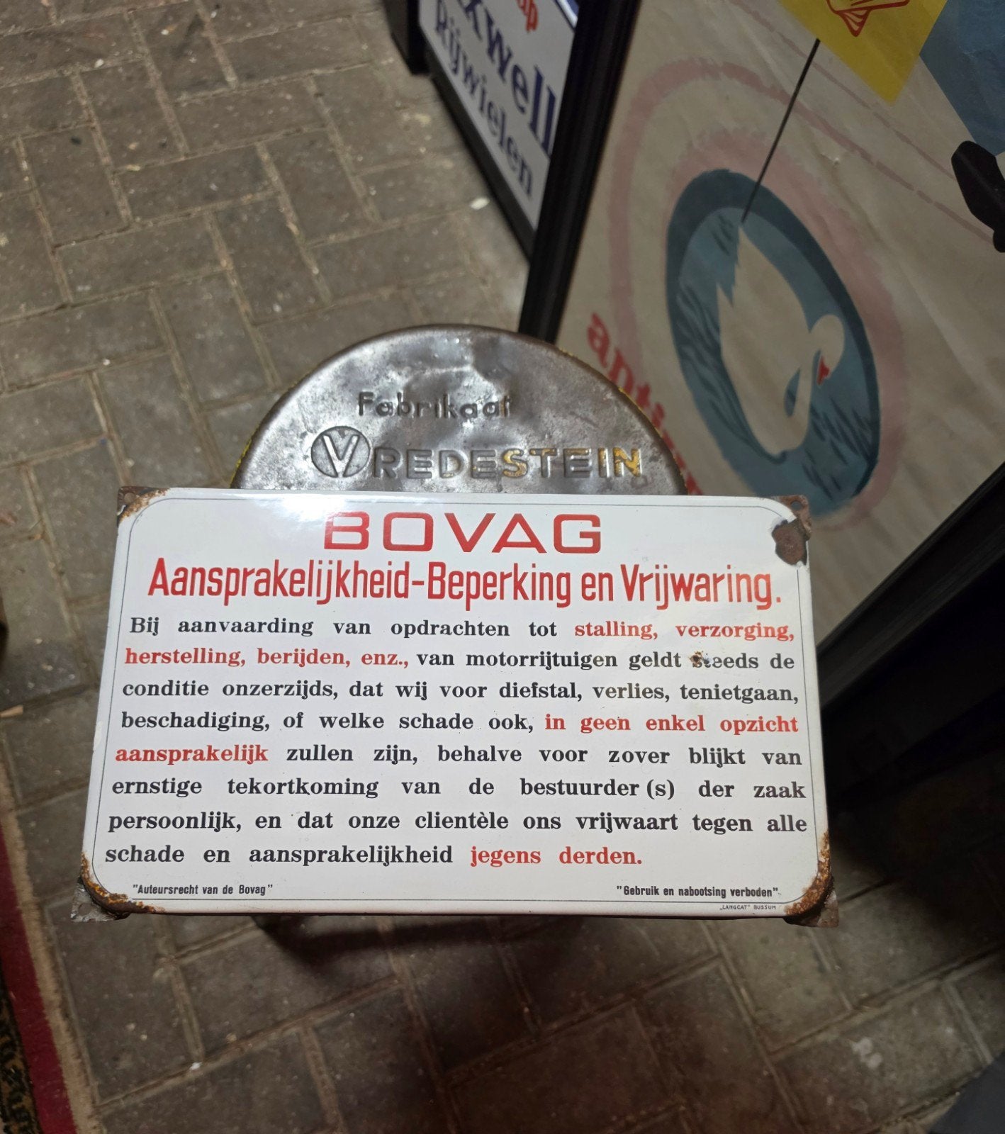 Bovag emaille reclamebord Langcat Bussum, Verzamelen, Ophalen of Verzenden, Gebruikt, Reclamebord