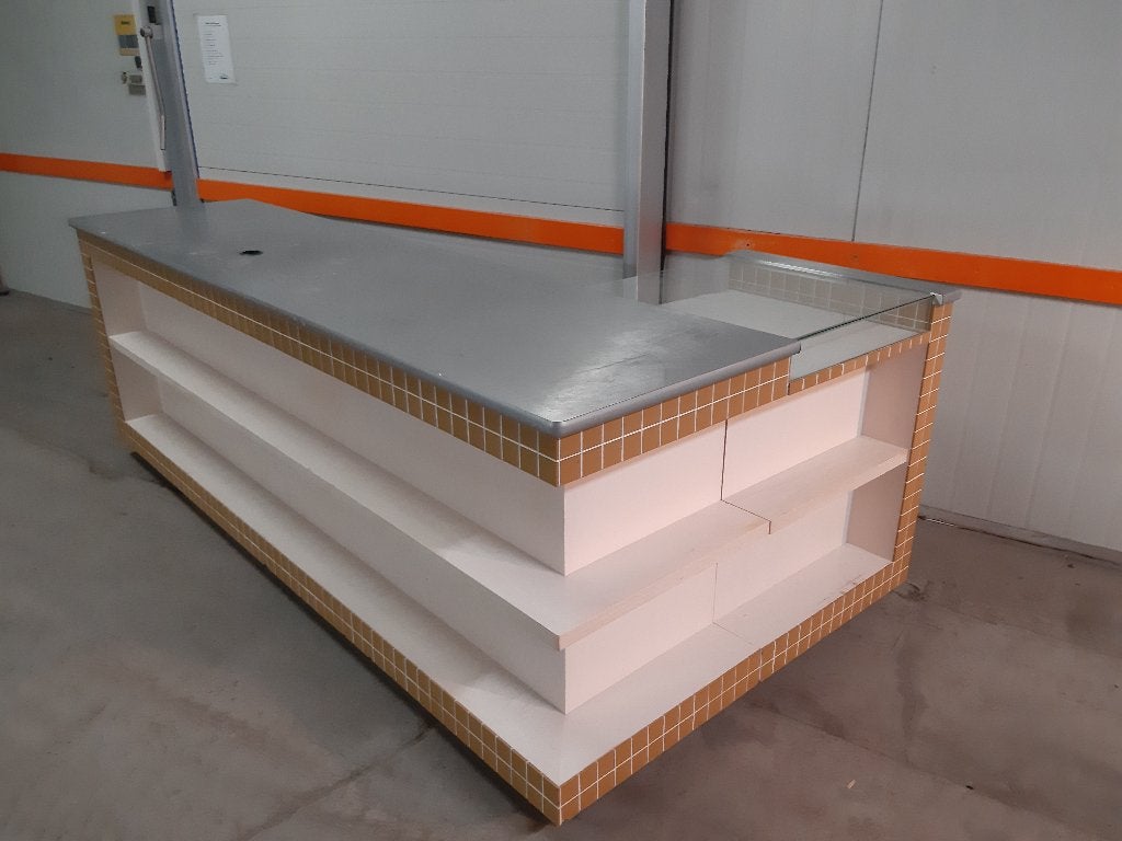hoek balie bar meubel met okergele cementtegeltjes, Ophalen of Verzenden