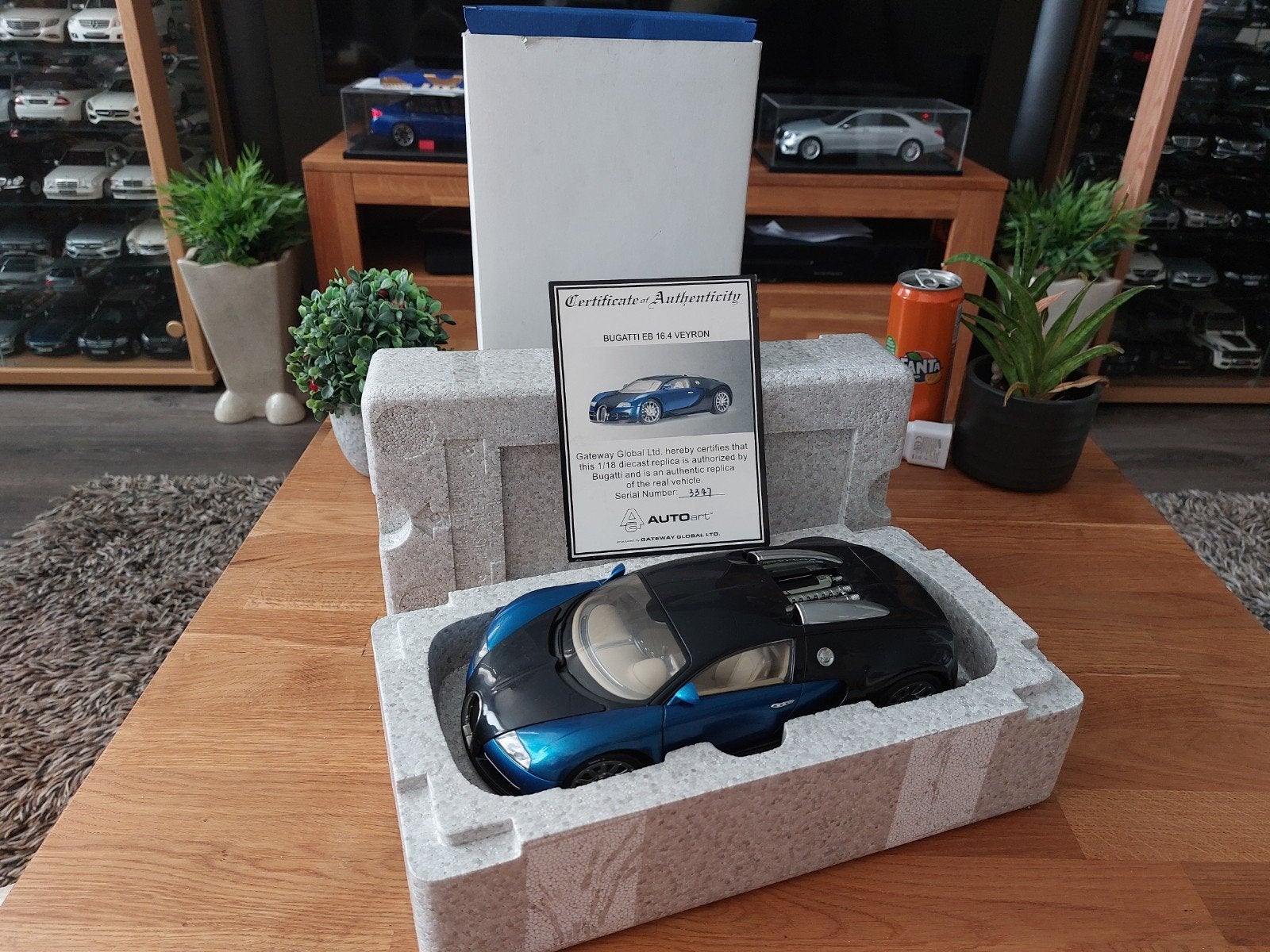 Autoart 70903 1/18 Bugatti veyron SHOWCAR BLACK  Blue, Ophalen of Verzenden, Nieuw, Auto, Overige merken
