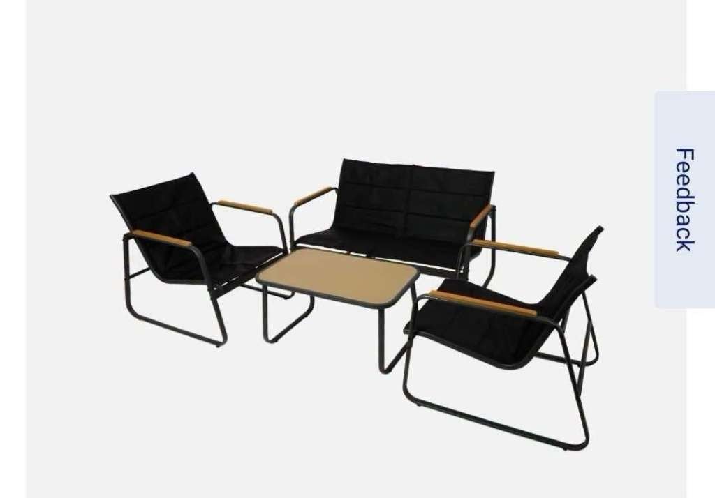 Nieuw in doos: 4-delige tuinset met klein pitje in glas, Ophalen, 4 zitplaatsen, Bank, Textileen