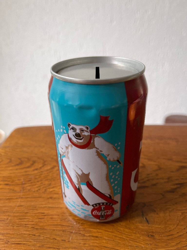 'Spaarpot' Blikje "Coca Cola" 'Jaren 80/90', Verzamelen, Retro, Ophalen of Verzenden, Huis en Inrichting