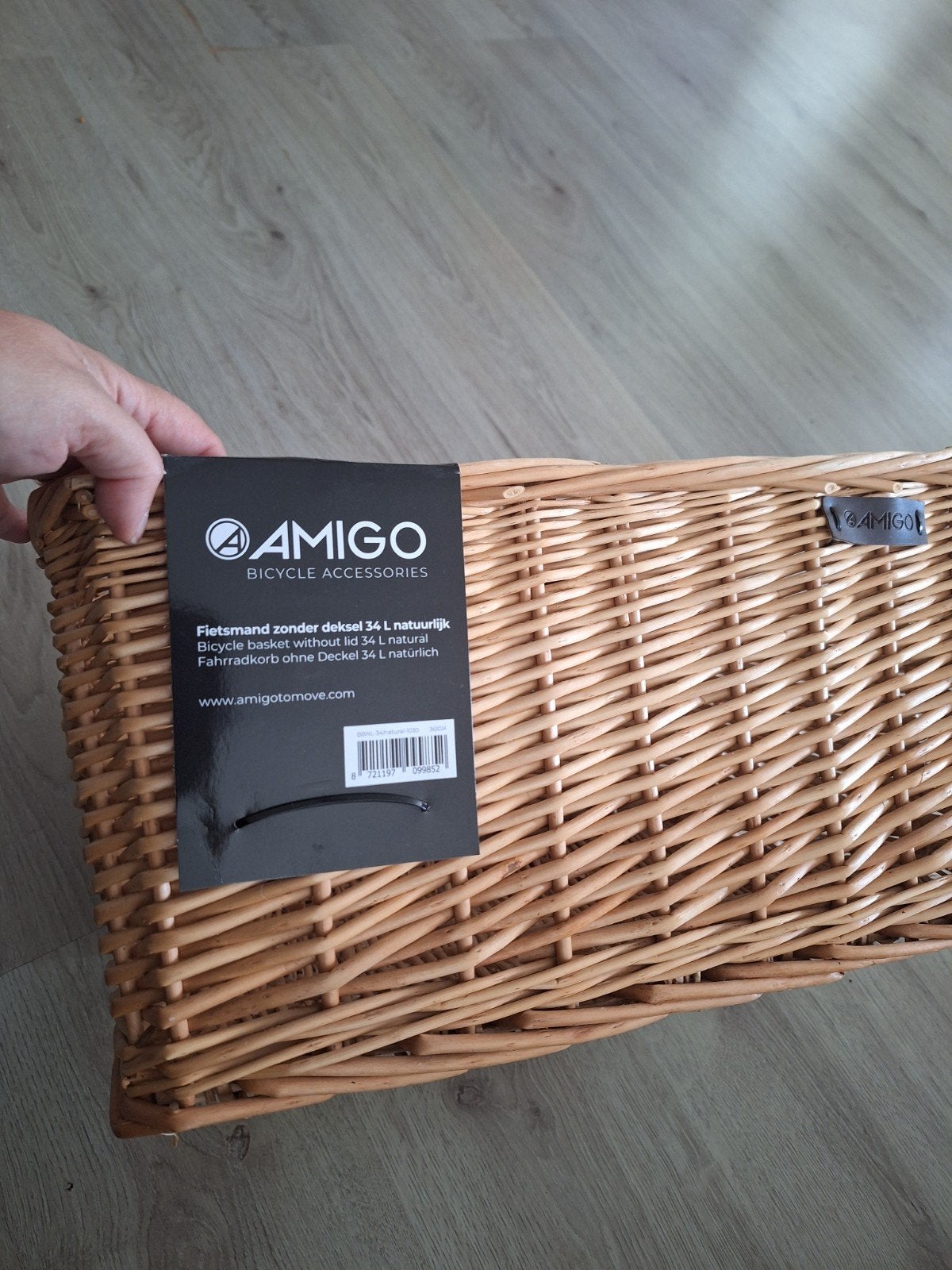 AMIGO Fietsmand 34 liter - Riet - Bakkersmand - Natuurlijk, Ophalen of Verzenden, Nieuw, Fietsmand, AMIGO