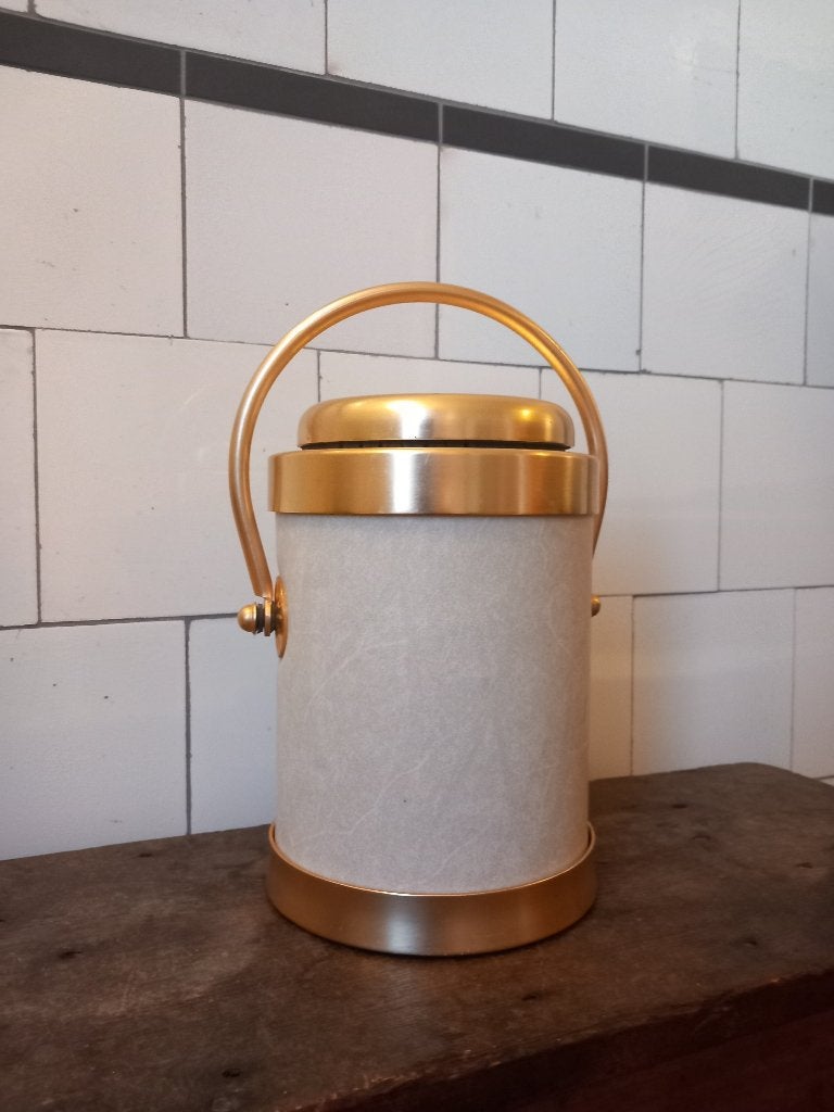 vintage ijsemmer bucket ijsblokje thermos goud wit regency, Antiek en Kunst, Ophalen