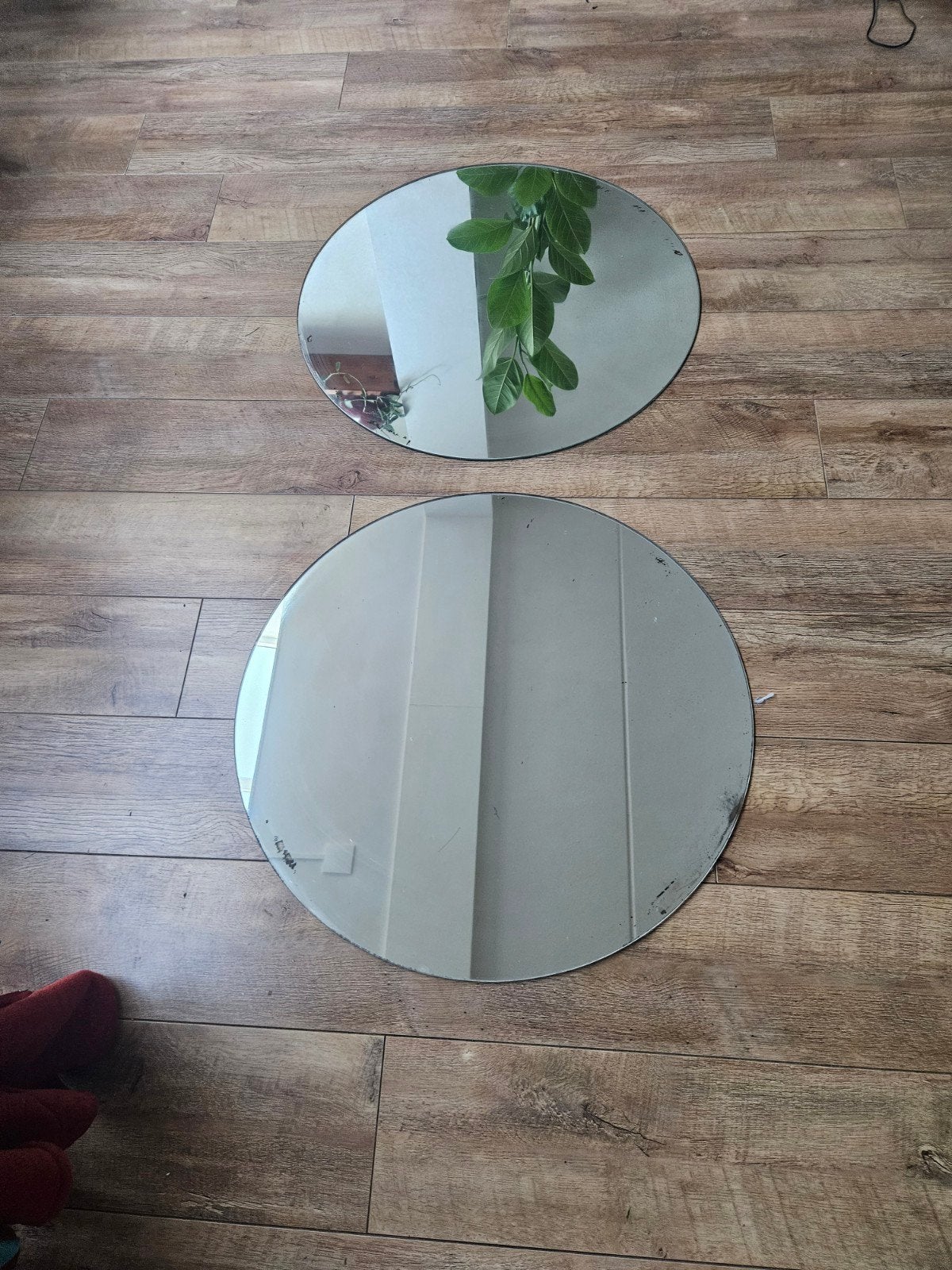 Set van 2 vintage kappers spiegels - 70 cm diameter, Antiek en Kunst, Antiek | Spiegels, Ophalen