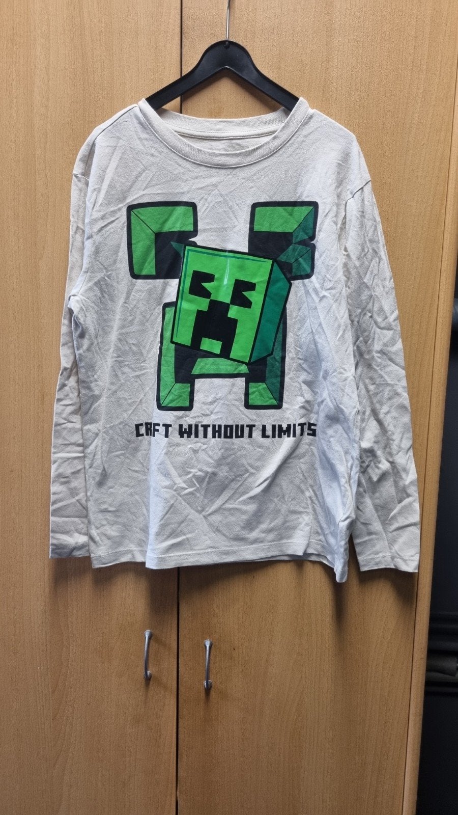 Stoer beige Minecraft shirt maat 146/152, Ophalen of Verzenden, Gebruikt, Jongen, Shirt of Longsleeve