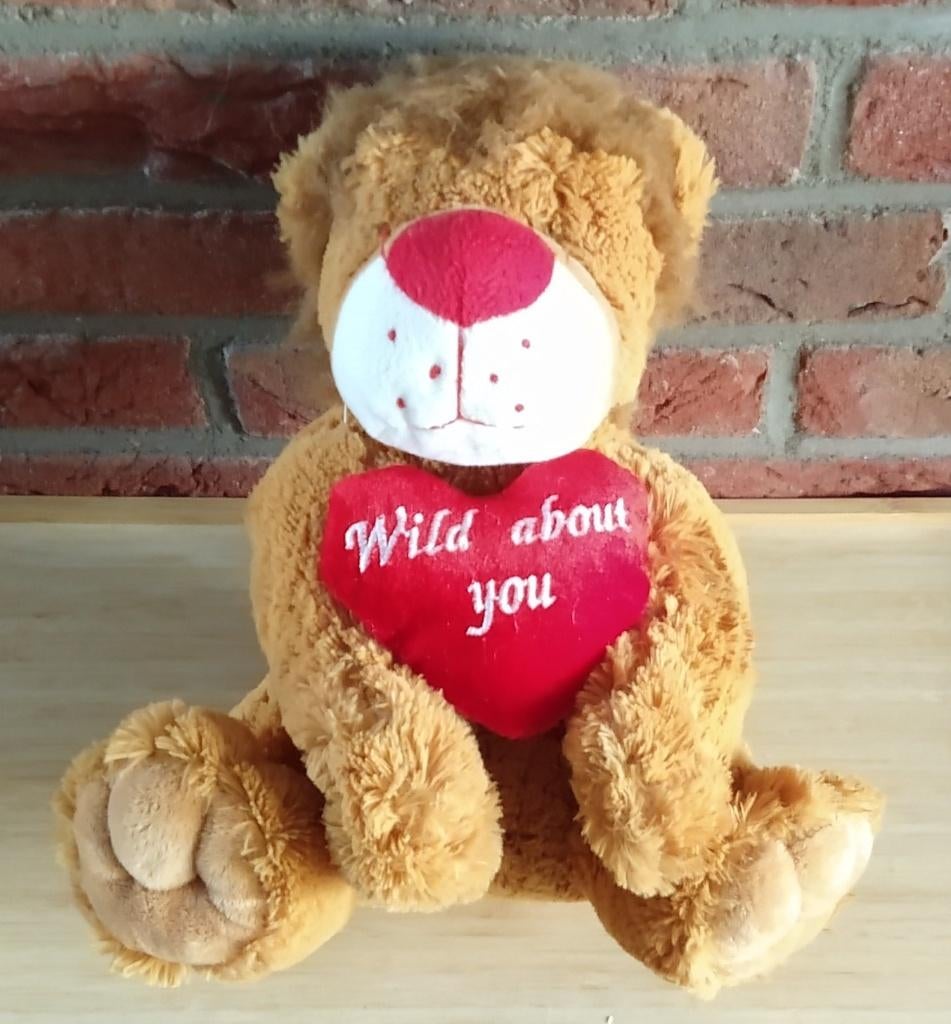 knuffel leeuw,  valentijn leeuw Nickey Toy, volgnr 9, Overige merken, Handgemaakt, Ophalen of Verzenden, Zo goed als nieuw