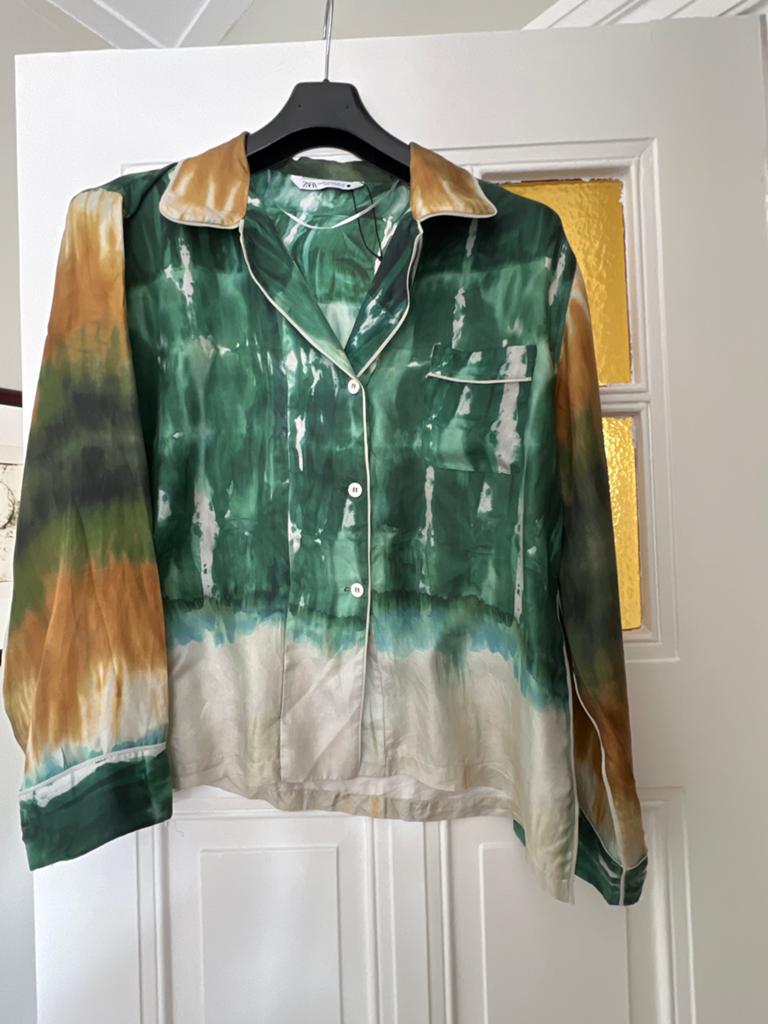 Zara unieke Blouse met Tie-Dye zijde, Ophalen of Verzenden, Nieuw, Maat 42/44 (L), Groen