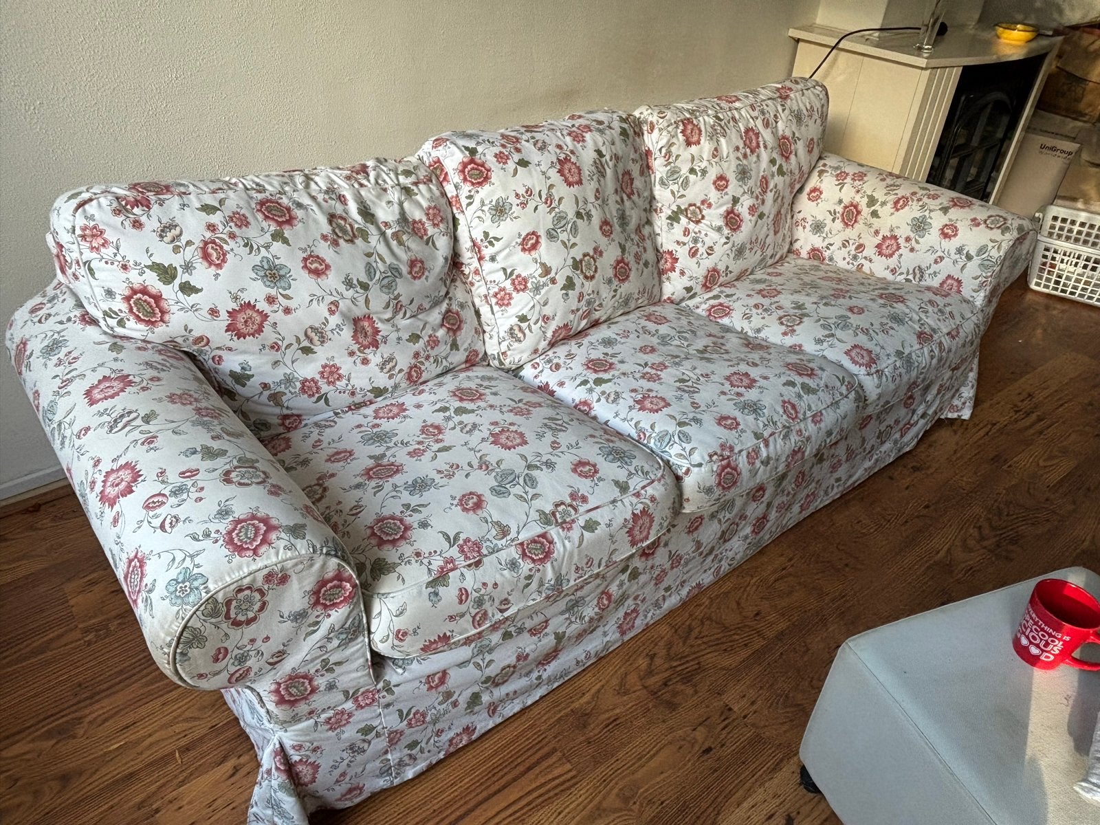 IKEA Ektorp 3-zits bank met bloemenmotief, Ophalen, Gebruikt, Tweepersoons, Landelijk