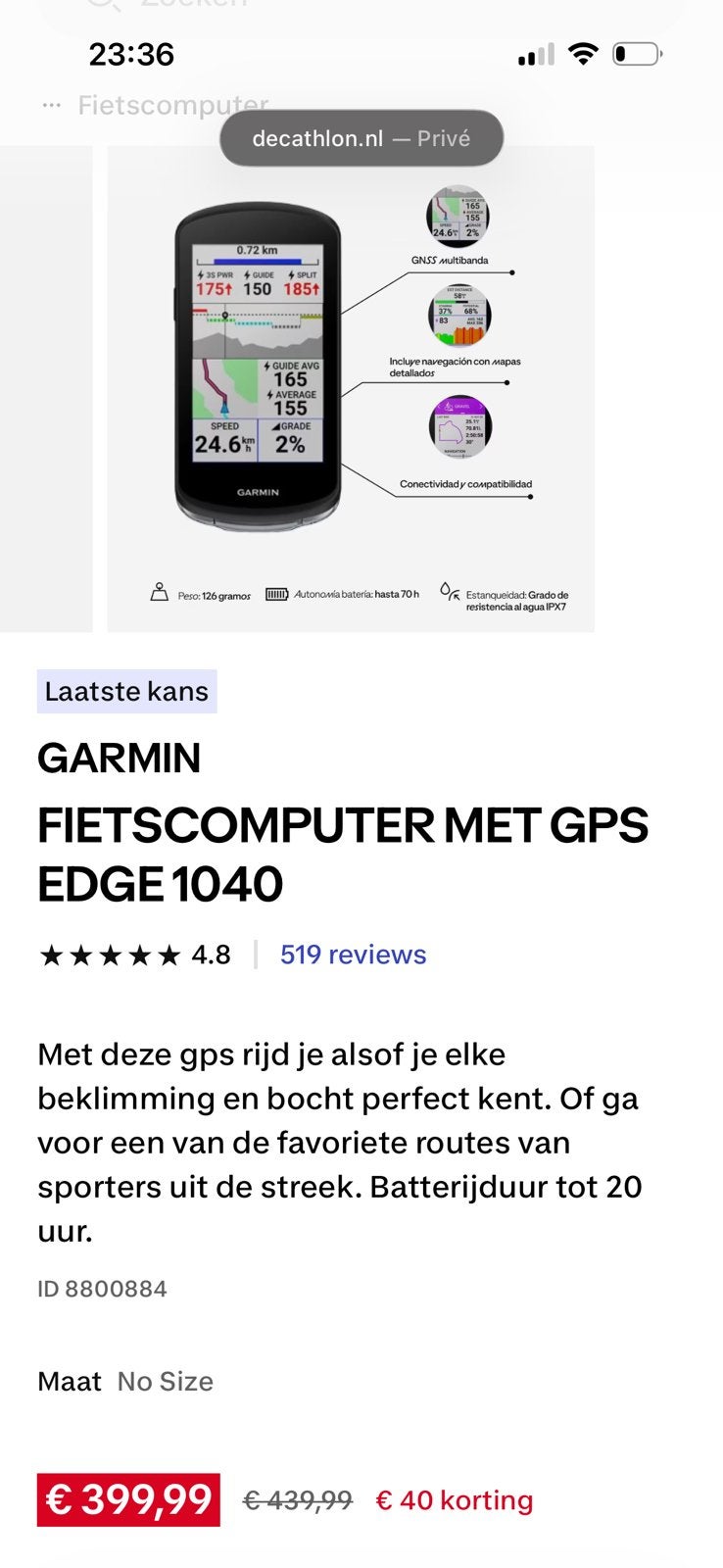 Garmin - Fietscomputer GPS Edge 1040 - NIEUW IN DOOS, Ophalen of Verzenden, GPS, Nieuw