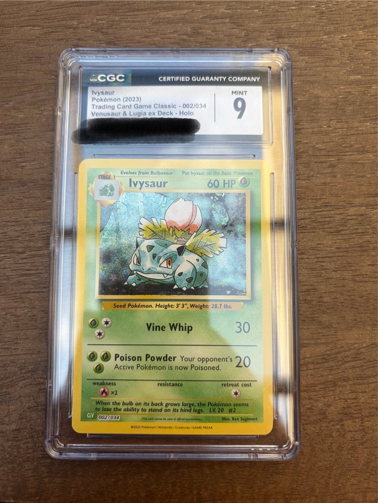 Holo Ivysaur (002/034) CGC 9 Mint - Pokémon Kaart, Ophalen of Verzenden, Zo goed als nieuw, Losse kaart, Foil