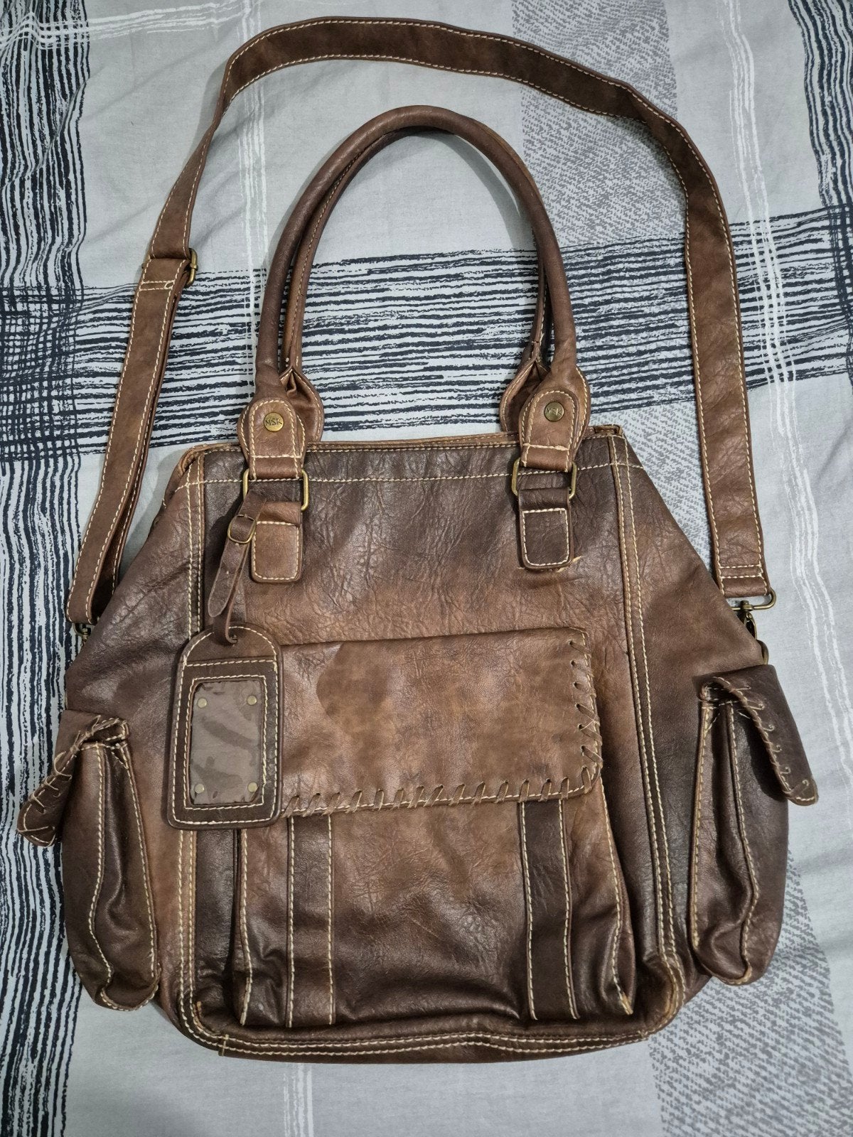 Vintage brown leather large bag, Verzenden, Gebruikt, Bruin, Schoudertasje