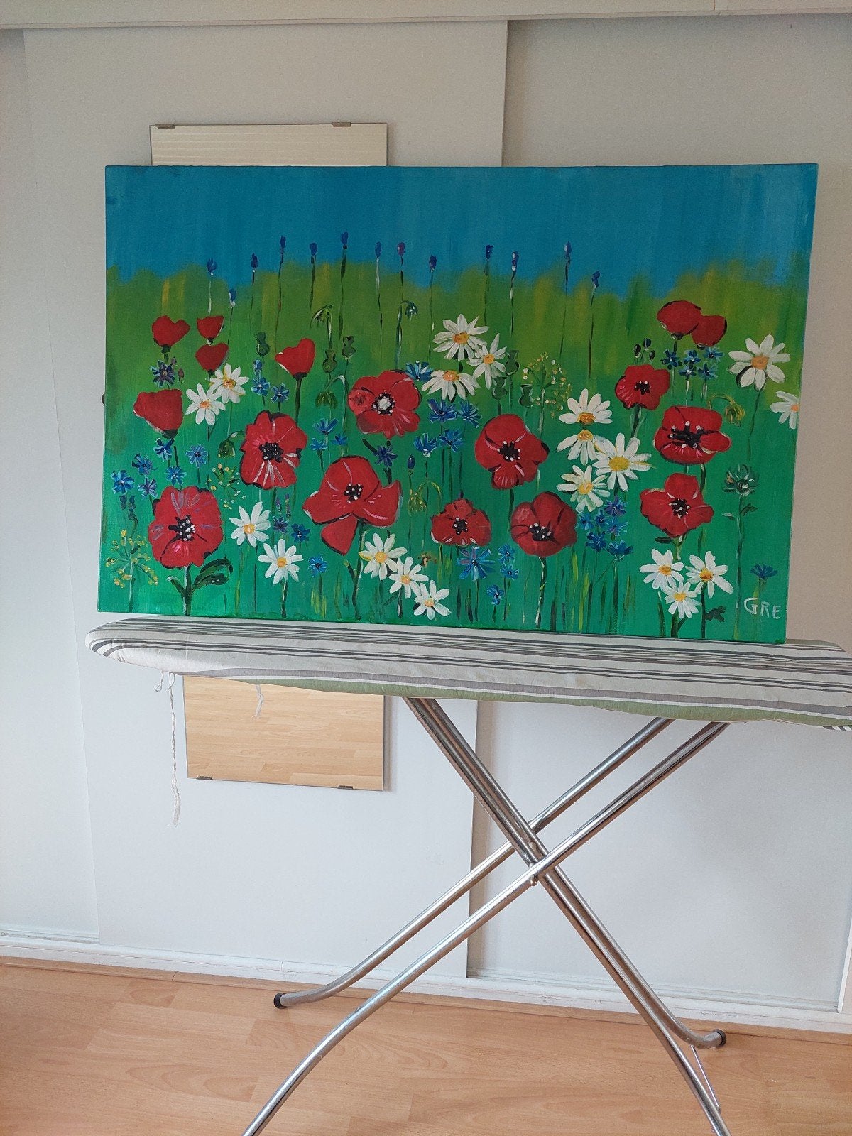 Schilderij: Kleurrijk bloemenveld, Ophalen of Verzenden