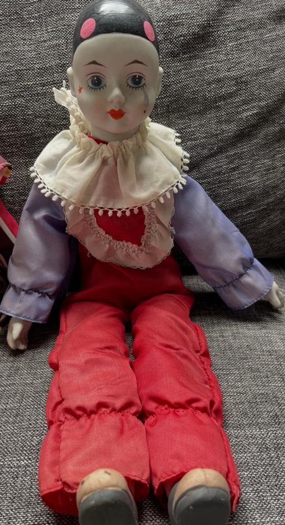 Porseleinen pierrot pop, Ophalen of Verzenden, Gebruikt, Pop