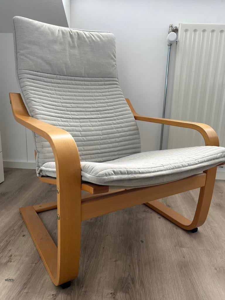 IKEA POÄNG fauteuil - licht beige., Huis en Inrichting, Fauteuils, Ophalen, Gebruikt, 75 tot 100 cm, 50 tot 75 cm