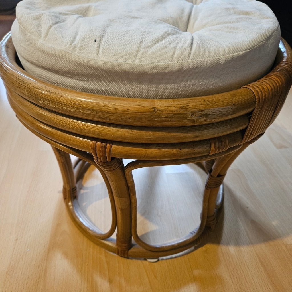Vintage Rotan Papasan Krukje, Ophalen, Hout