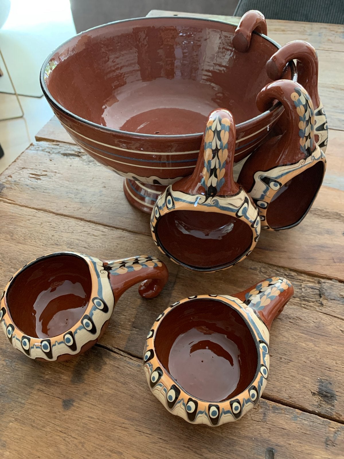 Bulgaarse keramische punch set uit Troyan, jaren '70, Antiek en Kunst, Ophalen