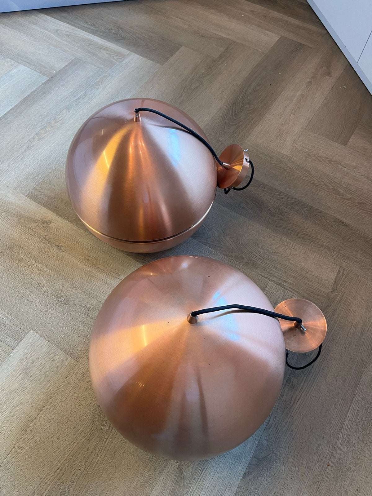 Twee retro Zuiver hanglampen - koper - Ø 40cm, Ophalen of Verzenden, Gebruikt, Metaal, E27 (groot)