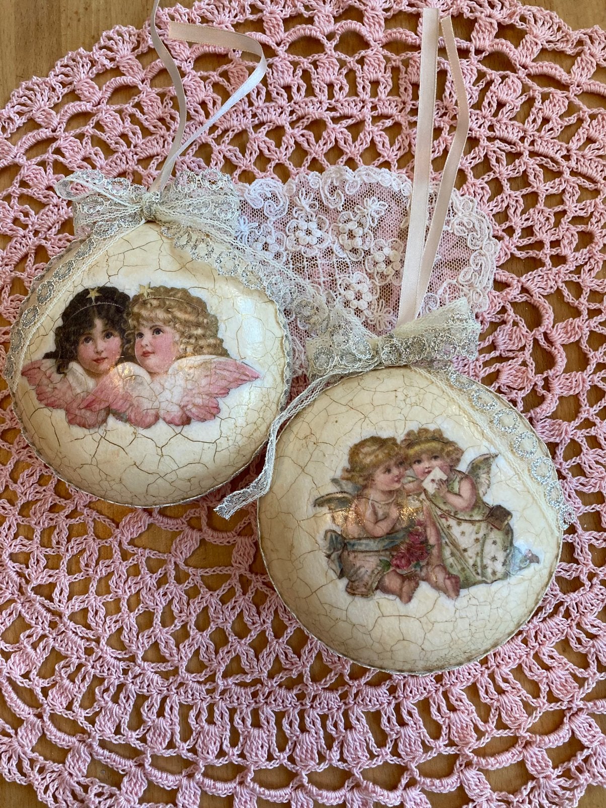 Brocante shabby chic handgemaakte kerst medaillons, Verzenden