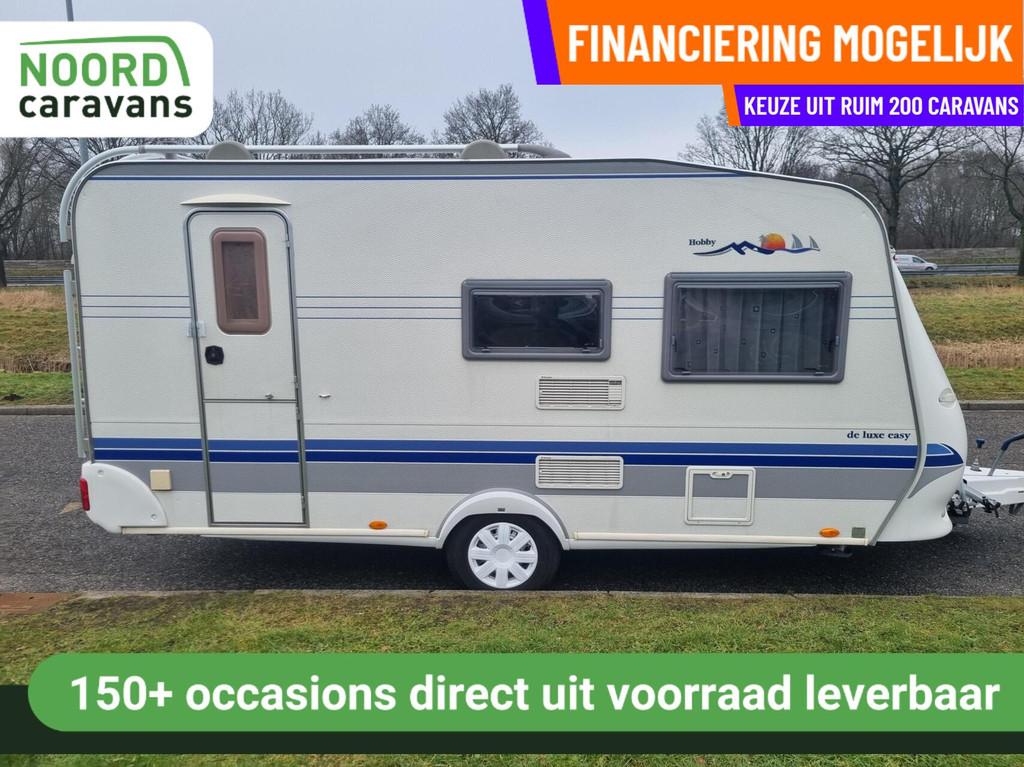 Hobby DE LUXE EASY 440 VOORTENT + DWARSBED + FIETSENDRAGER, Caravans en Kamperen, Hordeur, Hobby, Bedrijf, 6 tot 7 meter