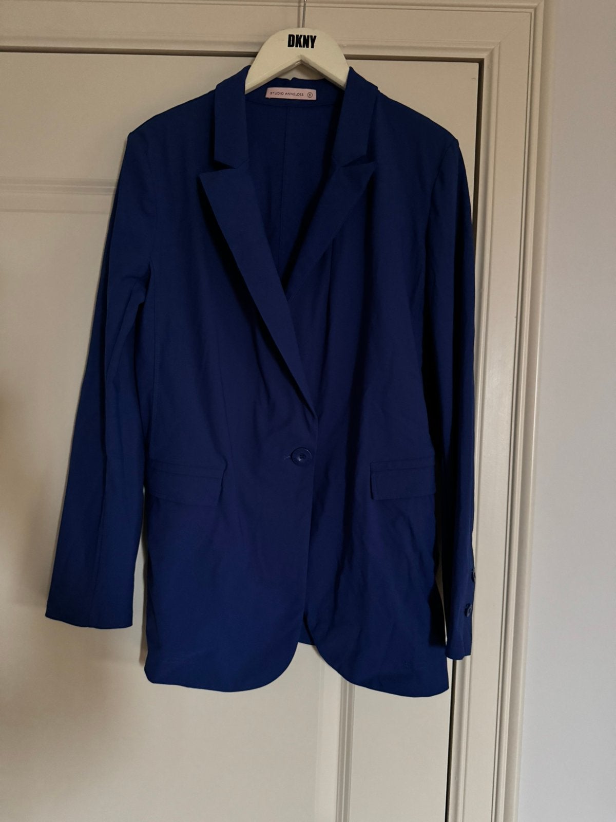Studio anneloes langere blazer blauw travelstof S, Nieuw, Jasje, Maat 36 (S), Verzenden