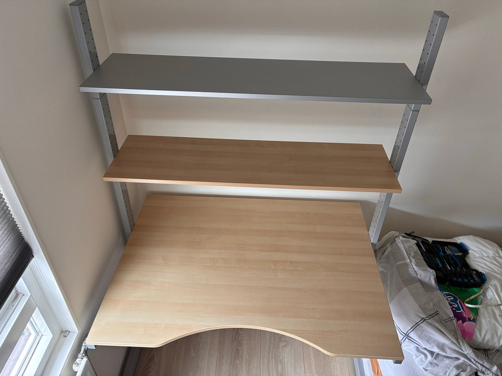 Bureau met planken - 126x90cm, Huis en Inrichting, Bureaus, Ophalen, Gebruikt, Hout, 126 cm