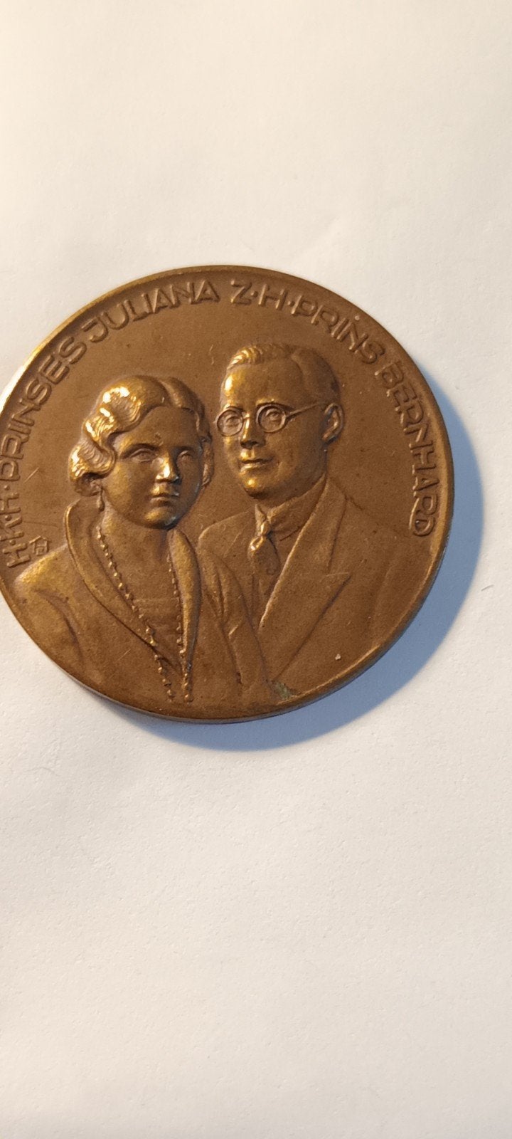 Huwelijksmedaille Juliana & Bernhard 1936 Brons, Ophalen of Verzenden, Brons, Nederland