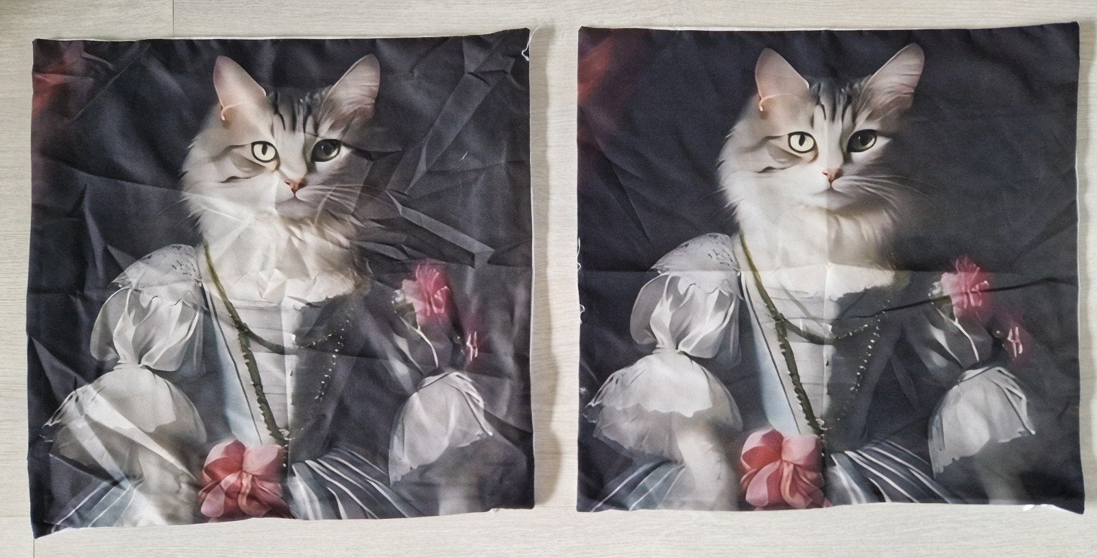 2 X Nieuwe kussenhoes POES in jurk, Meerkleurig, Nieuw, Ophalen of Verzenden, Vierkant