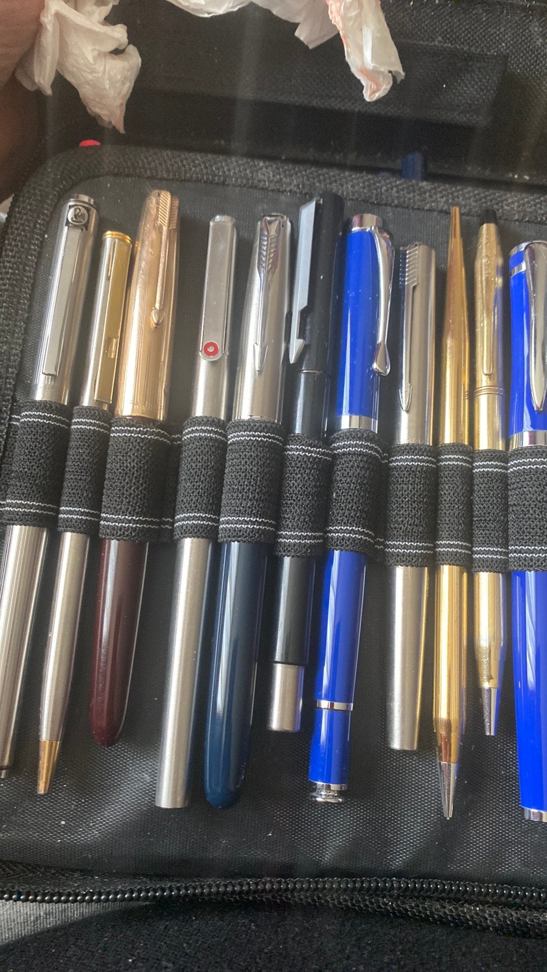 Grote collectie diverse pennen in etui, Gebruikt, Met doosje, Ophalen of Verzenden, Parker