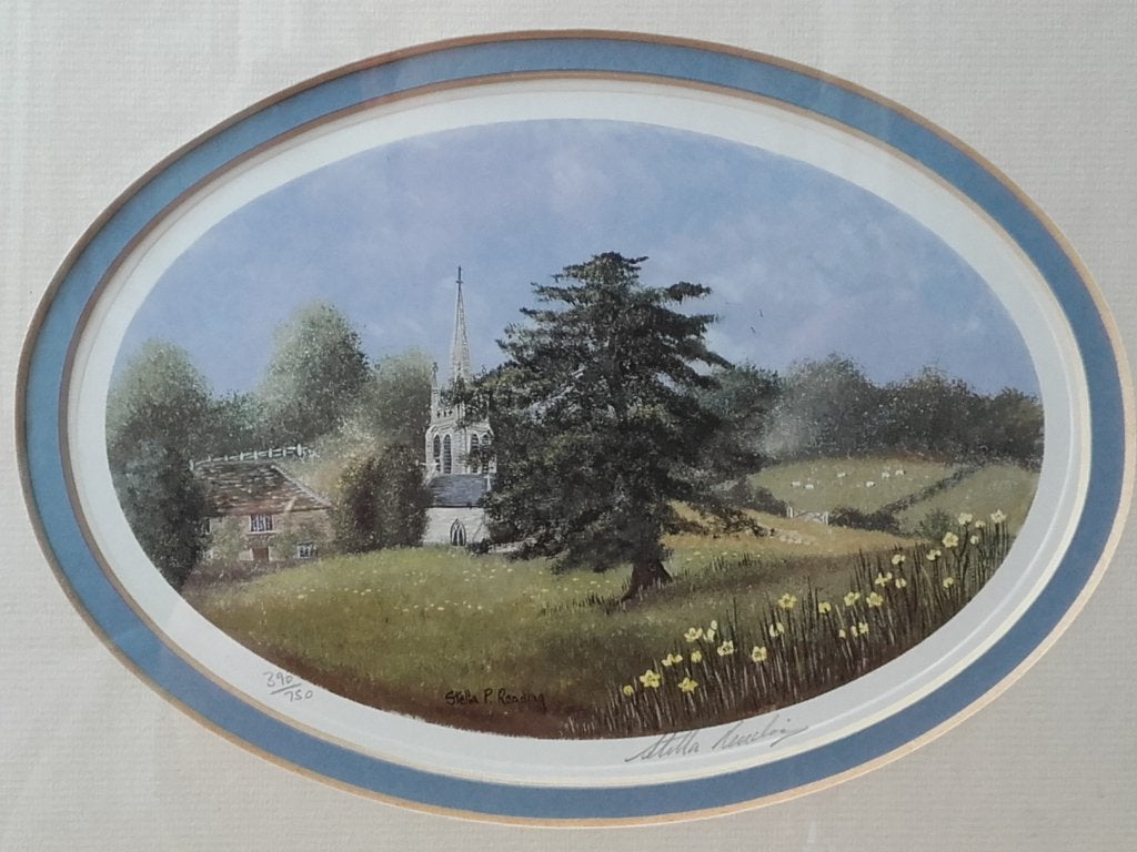 Mooi stel vintage ingelijste prenten van Isabelle Estella., Gelimiteerde oplage, Ophalen of Verzenden, Landschappen, Lithografie